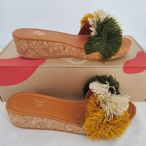 Silvia Cobos Mambo Womens 8.5 Slip On Platform Sandals Green Dustbag New In Box - Picture 1 of 8