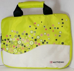 Laptop/iPad Padded Case By HITOMI Lime-Green w/Flowers - Sharp Looking! - Afbeelding 1 van 13