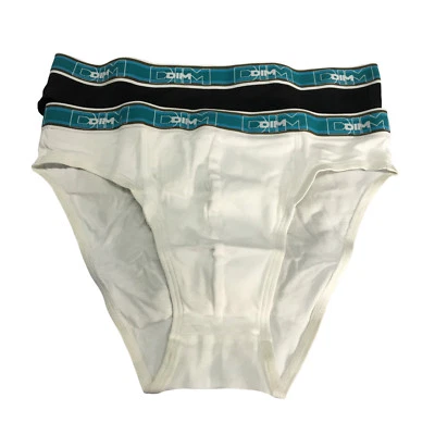 DIM 2 slip uomo taille basse 96% cotone 4% elastan bianco e nero — 第 1/3 张图片