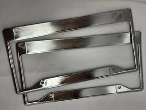 SET OF 2 Stainless Steel Protect car License Plate Frame Metal Tag Cover - Picture 1 of 4