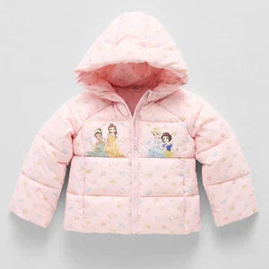 New Toddler Girl Disney Princess Print Puffer Jacket 3 4 5 - Picture 1 of 3