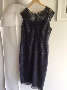 *BNWOT*ANTHEA CRAWFORD Sz 14 Navy SEQUIN Event EVENING Mother of the BRIDE Dress - Picture 1 of 7