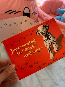 Tarjeta de felicitación y sobre vintage de perros 101 dálmatas de Disney 101 dálmatas AMISTAD DIVERSIÓN - Imagen 1 de 6