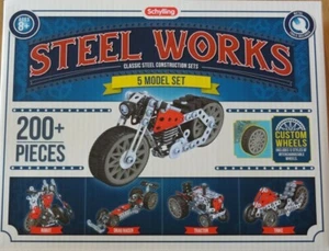 Steel Works 5 Model Set Classic Metal Construction Set Building Toy STW5 - Picture 1 of 12