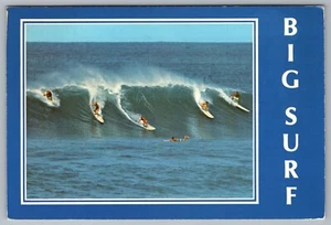 BIG SURF HONOLULU HAWAII Surfing 1987 postcard E2 - Picture 1 of 2