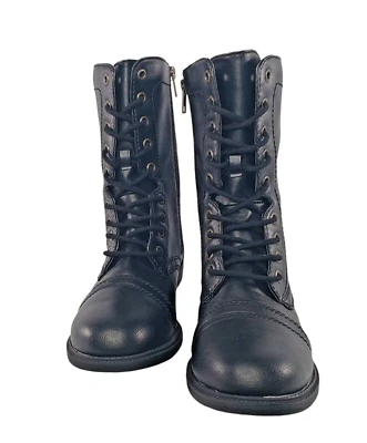 Faded Glory Women's Black Zippered Laced Combat Boots US 8 UK 6 EU 39 New - Image 1 of 4