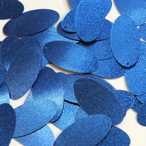 Oval Sequin 1.5" Royal Blue Metallic Embossed Texture Loose Couture Paillettes - Picture 1 of 2