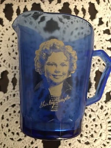 vintage 1930 Shirley Temple Cobalt Milk Pitcher - Picture 1 of 1