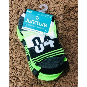 Juncture Boys Kids Low Cut Socks Size 1-7 Green Striped 3 Pairs NWT - Picture 1 of 3