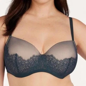 Thirdlove Eyelash Lace Demi BH Power Mesh Darkest Teal & Gold Damen Gr. 44D - Bild 1 von 15