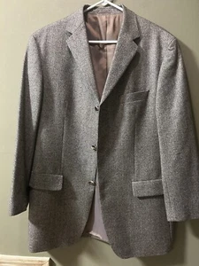 Hugo Boss Loro Piana Mens 3 Button Sport Coat Gray Academia 42 R Herringbone - Picture 1 of 10