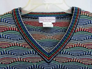 VTG 90s..NORM THOMPSON..COLORFUL..TEXTURED..COSBY..HIP HOP..SWEATER..MEN sz L - Picture 1 of 6