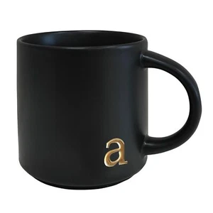 - Black Monogram Ceramic Mugs, 15 oz Golden Initial Coffee Cups, Elegant Alph... - Picture 1 of 8