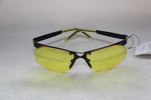 GROSSE FARB BRILLE SONNENBRILLE GLÄSER GELB RAHMEN NUR OBEN SCHWARZ AUS METALL - Bild 1 von 3