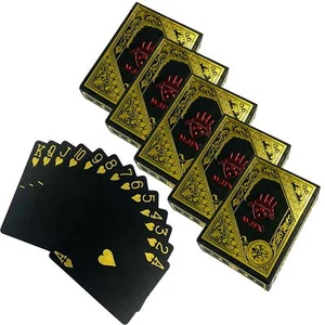 5x 54 Plastica Carte Piattaforma Nero da Gioco PVC Carte da Poker - Foto 1 di 8