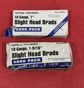 Central Pneumatic 2PC 33206 & 33208 18-Gauge Slight Head Brad Nails 1" & 1-9/16” - Picture 1 of 2