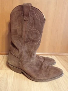 Stivali vintage 1977 Stewart Boot Co fine fatti a mano USA cowboy pelle scamosciata 9EE - Foto 1 di 13