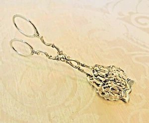 Vintage Pair of Solid Silver Swedish Tea Party Biscuits Tongs Malmo 1958 - Picture 1 of 7