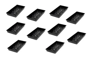 SUNPACK 10” x 20” Extra Strength Plastic Seeding Tray, Black, 2.5" (Pack of 10) - Picture 1 of 1