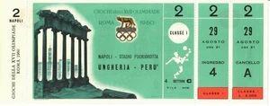 1960 Rome Olympic Football Soccer Full Unused Ticket - Hungary vs Peru - Picture 1 of 1