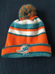 Miami Dolphins Beanie Wintermütze Skull Cap NFL Team Apparel Orange Aqua Pom - Bild 1 von 4