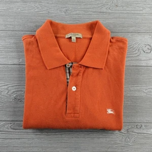 Burberry London Polo Shirt Mens Large Orange Embroidered Logo Classic Fit Luxury - Picture 1 of 8