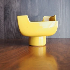 Vintage japanische Keramik Vase - Ikebana Stil - einzigartiges Design gelbe Farbe Retro - Bild 1 von 19