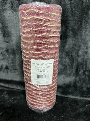 Cinta de malla Simply Autumn Deco 10"x 30yft nueva en paquete coronas artesanales borgoña Foto 1 de 4