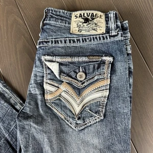 Pantalones de mezclilla rectos Salvage Supply Co Mayhem 32x32 azul medio elástico premium - Imagen 1 de 17