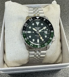 Seiko 5 Sports Automatic GMT Steel Band Green Dial Watch SSK035 New Japan Made - Picture 1 of 15