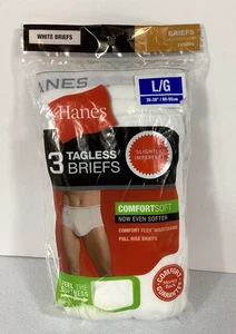 Lot de 3 slips blancs homme Hanes confort sans étiquette taille réelle sous vêtement L/G scellé - Photo 1/10