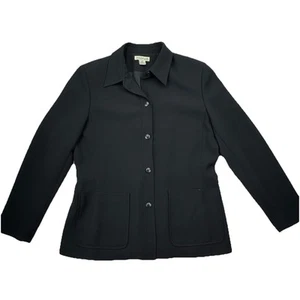 Ann Taylor Black Blazer Jacket Size 12 Lined Button Down Career Pockets - Picture 1 of 9