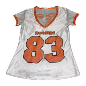 Hooters Women's White and Orange V-Neck Medium M Top Jersey Authentic Uniform - Picture 1 of 6