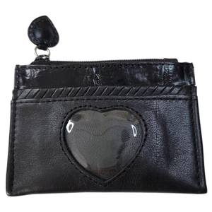 Brighton Croc Embossed Heart Leather Coin Purse Wallet ID Holder Black Zipper - Picture 1 of 12