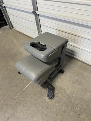 1999-2010 Ford Super Duty LEATHER JUMP SEAT GRAY center console F250 F350 F450 - Image 1 of 4