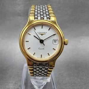 Longines Flagship Uhr Damen 24mm weißes Zifferblatt bicolor Datum rund 7291 Neu BattA - Bild 1 von 11