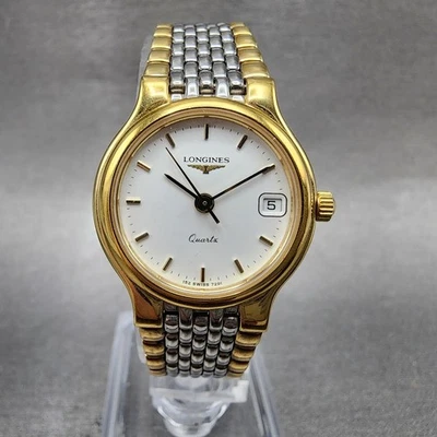 Longines Flagship Watch Women 24mm White Dial Two Tone Date Round 7291 New BattA - Image 1 of 4