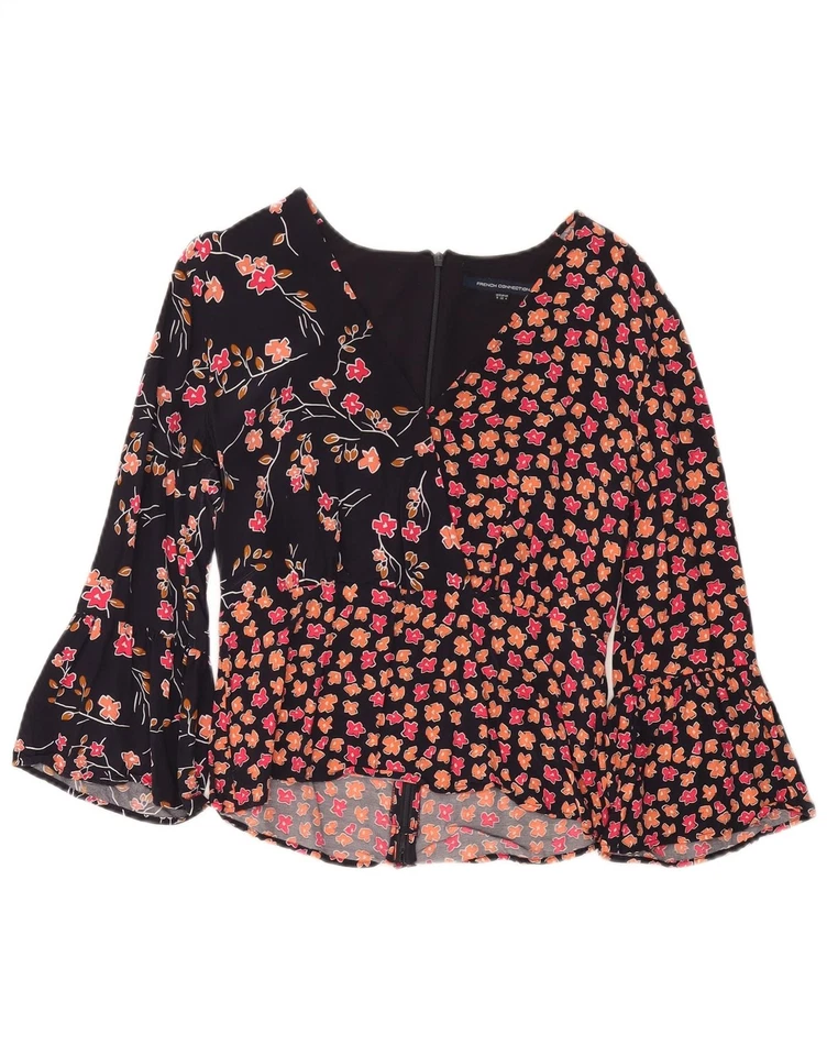 FRENCH CONNECTION Womens Crop Blouse Top UK 8 Small Navy Blue Floral MI17 - Image 1 of 3