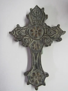 Decorative Ornate 8" Plaster Wall Hanging Cross Free Shipping - Picture 1 of 3