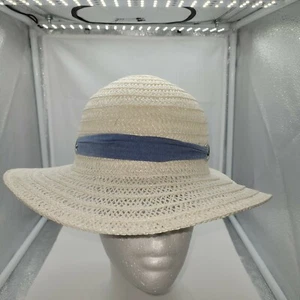 White Woven Beachy Summer Boho Cottage Core Festival Floppy Sun Hat With A Bow  - Picture 1 of 11