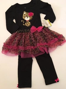 Baby Starters Girl Tutu Skirt Leggings Outfit Size 3 9 12 Months Black Cheetah - Picture 1 of 4