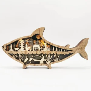 Wooden Carved Fishing Decor - Picture 1 of 10