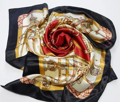 Jean-Louis Scherrer Paris Satinado Vintage Bufanda Rojo Negro Dorado Cuadrado 34 x 35 pulgadas Foto 1 de 4