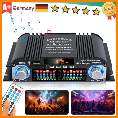 4-Kanal Endstufe Digital Verstärker BT-998 Bluetooth Auto PKW AMP Subwoofer USB - Bild 1 von 4