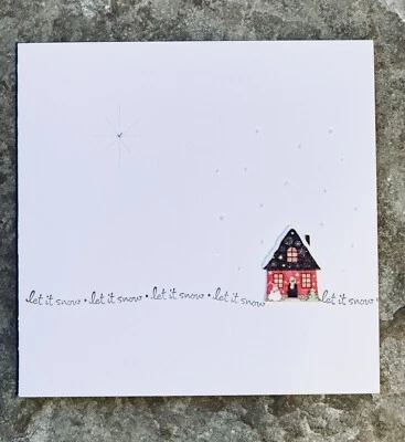 Handmade Cards x5 pack Christmas House Snow Star Fun Happy merry Xmas Father