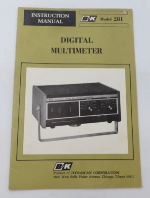 DIGITAL MULTIMETER B&K Model 281 Instruction Manual 1972 book - Image 1 of 4