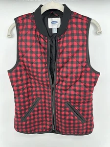 Old navy vest size XS black red checkered - Picture 1 of 3