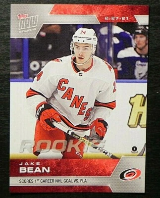 2020-21 20/21 TOPPS NOW NHL Stickers ROOKIE #61 Jake Bean Carolina Hurricanes - Image 1 of 2
