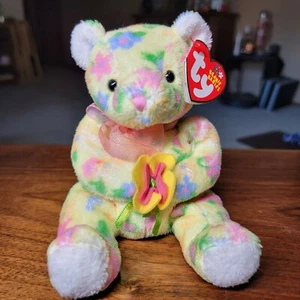 Ty Beanie Baby "Bloom" Soft Terry Floral Teddy 🧸 Holding A Flower 🌼 with tag - Picture 1 of 6