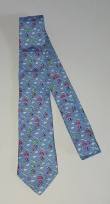 Vineyard Vines Boys 2.5" Blue Christmas Skydiving Santa Graphic Print Silk Tie - Image 1 of 4